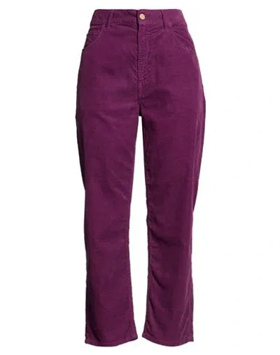 Jucca Woman Pants Plum Size 27 Cotton, Lyocell, Elastane In Purple