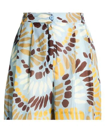Jucca Woman Shorts & Bermuda Shorts Sky Blue Size 6 Silk