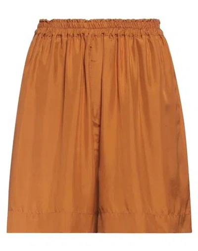 Jucca Woman Shorts & Bermuda Shorts Tan Size 10 Silk In Brown