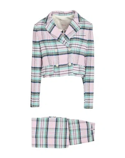 Jucca Woman Suit Pink Size 10 Cotton, Polyester, Linen In Multi