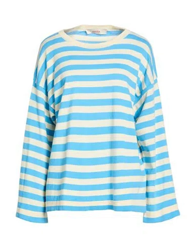 Jucca Woman Sweater Azure Size L Cotton In Blue