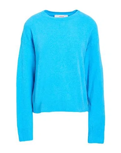 Jucca Woman Sweater Azure Size L Cotton, Polyamide In Blue