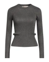 Jucca Woman Sweater Charcoal Size L Viscose, Metallic Polyester