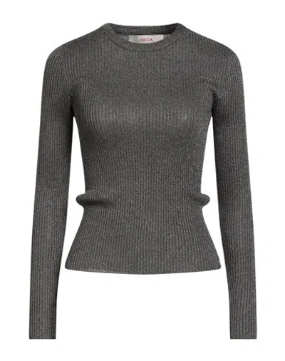 Jucca Woman Sweater Charcoal Size L Viscose, Metallic Polyester