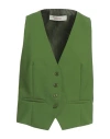 Jucca Woman Tailored Vest Green Size 4 Polyester, Virgin Wool, Elastane, Acetate, Viscose In Green