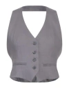 Jucca Woman Tailored Vest Grey Size 8 Linen, Viscose, Elastane In Grey