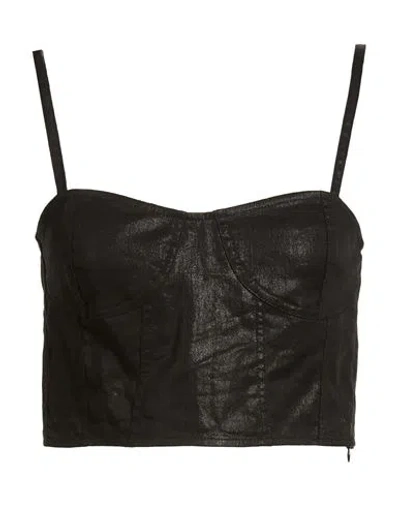 Jucca Woman Top Black Size 6 Cotton, Linen, Elastane