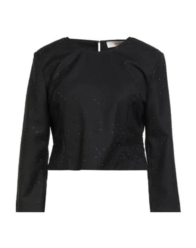 Jucca Woman Top Black Size 6 Polyester, Viscose