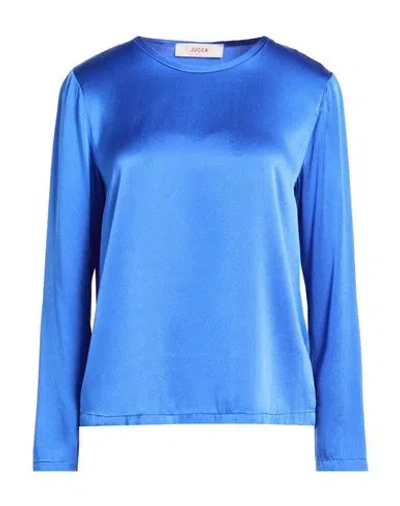 Jucca Woman Top Blue Size 4 Silk, Elastane