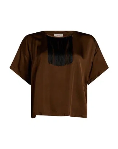 Jucca Woman Top Brown Size 2 Viscose