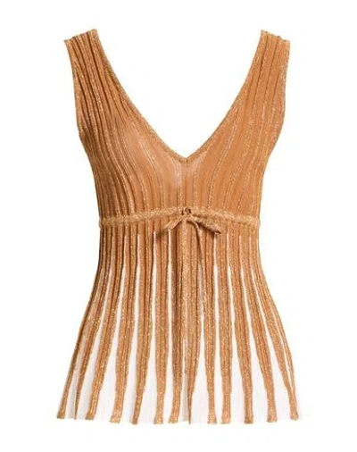 Jucca Woman Top Camel Size M Viscose, Cotton, Polyester, Polyamide In Brown
