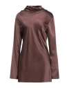 Jucca Woman Top Chocolate Brown Size 10 Silk, Elastane