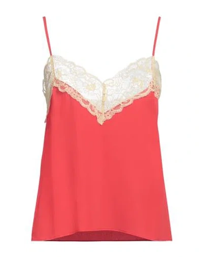 Jucca Woman Top Coral Size 4 Acetate, Silk In Red