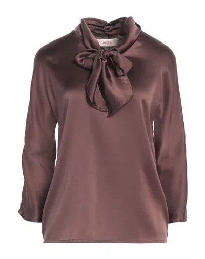 Jucca Woman Top Dark Brown Size 10 Silk, Elastane
