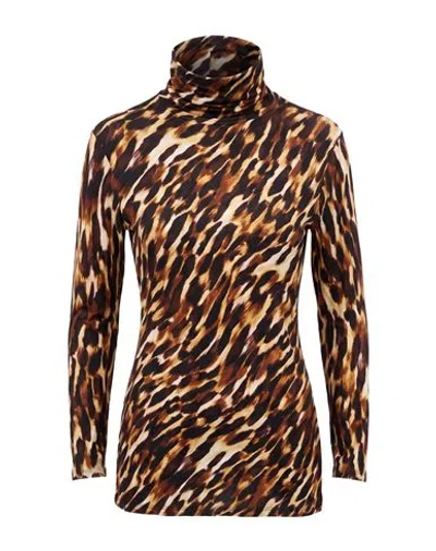 Jucca Woman Top Dark Brown Size 6 Viscose In Animal Print