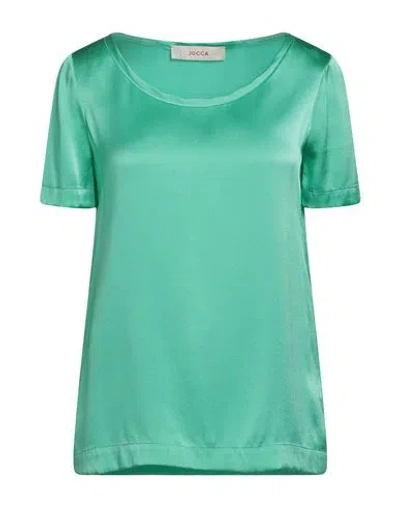 Jucca Woman Top Green Size 10 Silk, Elastane