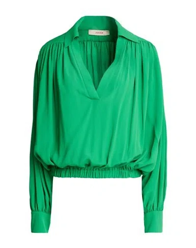 Jucca Woman Top Green Size 8 Acetate, Silk