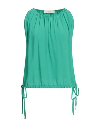 Jucca Woman Top Green Size 8 Acetate, Silk In Green
