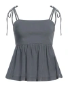 Jucca Woman Top Grey Size 10 Cotton, Elastane, Silk In Grey