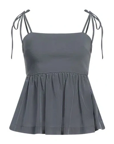 Jucca Woman Top Grey Size 10 Cotton, Elastane, Silk
