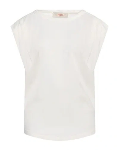 JUCCA JUCCA WOMAN TOP OFF WHITE SIZE 8 VISCOSE, ELASTANE
