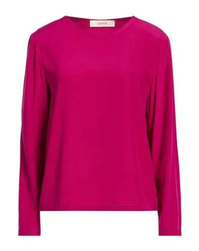 Jucca Woman Top Plum Size 6 Silk, Elastane In Pink