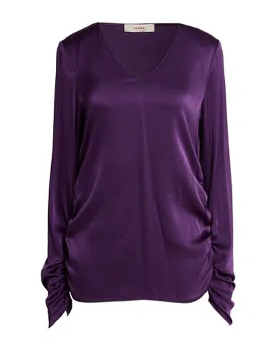 Jucca Woman Top Purple Size 6 Silk, Elastane