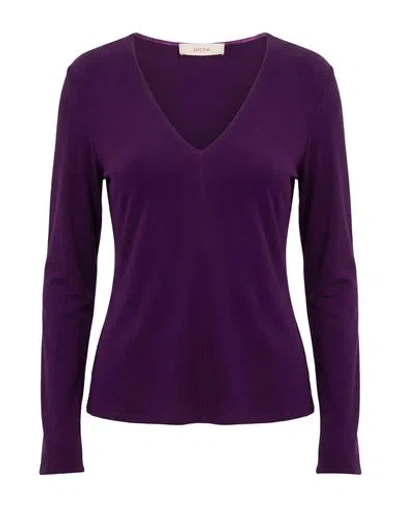 Jucca Woman Top Purple Size 6 Viscose, Elastane