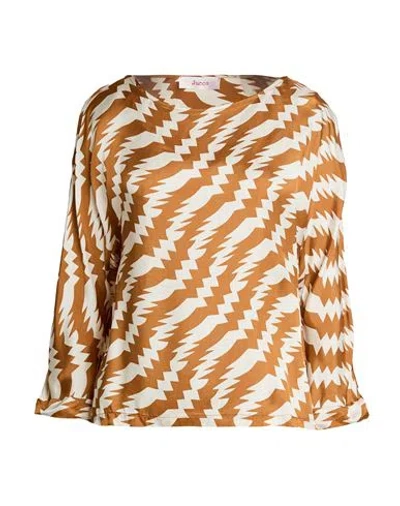 Jucca Woman Top Tan Size 4 Viscose In Animal Print