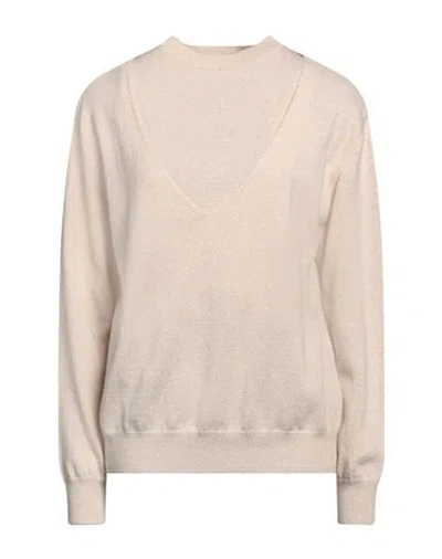 Jucca Woman Twin Set Beige Size L Wool, Viscose, Polyamide, Metal, Cashmere