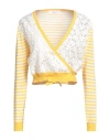 Jucca Woman Wrap Cardigans Yellow Size M Cotton, Polyamide In Yellow