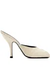 Jude 105mm Date Crocodile-effect Peep-toe Mules In Neutral