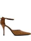Jude 90mm Court Ankle-strap Crocodile-effect Pumps In Brown