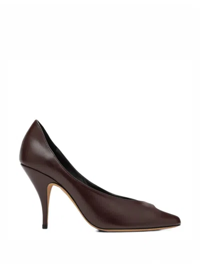 Jude Barolo Peep-toe Leather Pumps In Brown