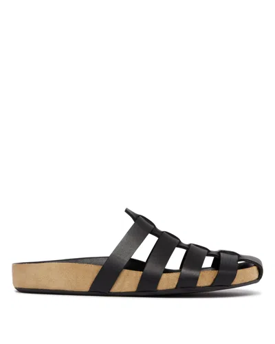 Jude Black Leather Fisherman Sandals