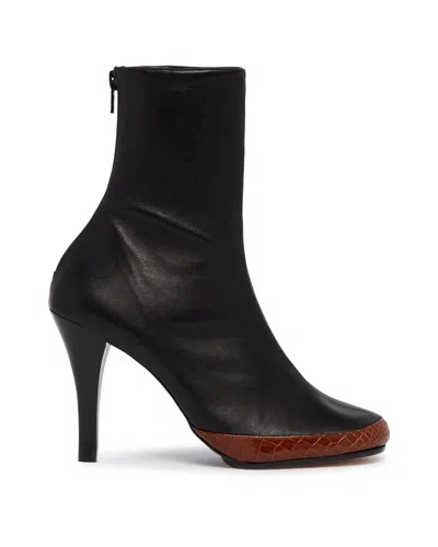 Jude Luna Croc-effect Leather Ankle Boots In Black