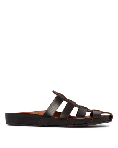 Jude Brown Leather Fisherman Sandals In Black