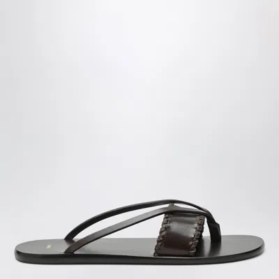 Jude Brown Leather Flip-flop Sandals In Black