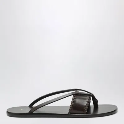 Jude Brown Leather Flipflop Sandals In Black