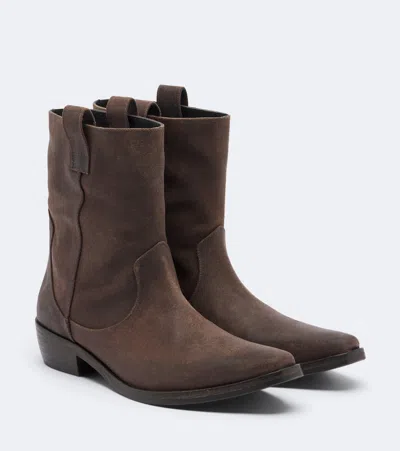 Jude Cas Suede Ankle Boots In Brown