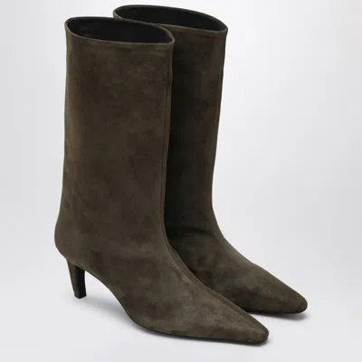 Jude Cave Boots In Cocoa Suede Leather In Brown