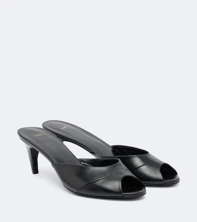 Jude Cave Leather Mules In Black