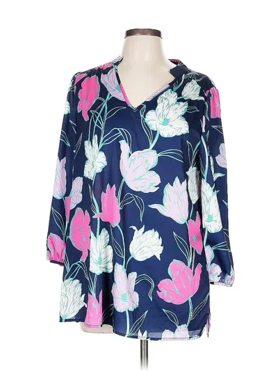 Pre-owned Jude Connally 3/4 Sleeve Blouse In Blue