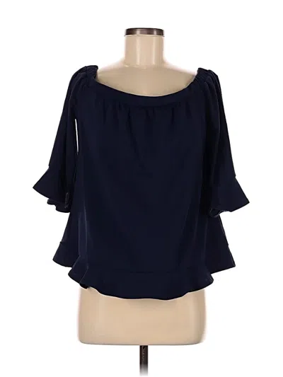 Pre-owned Jude Connally 3/4 Sleeve Blouse In Blue