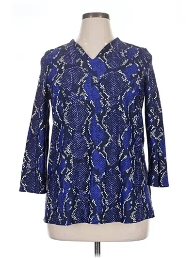 Pre-owned Jude Connally 3/4 Sleeve Blouse In Blue