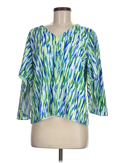 Pre-owned Jude Connally 3/4 Sleeve Blouse In Green