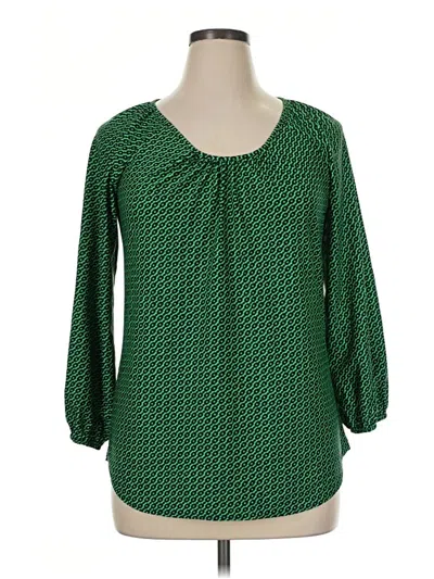 Pre-owned Jude Connally 3/4 Sleeve Blouse In Green