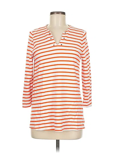 Pre-owned Jude Connally 3/4 Sleeve Top Orange Open Neckline Tops