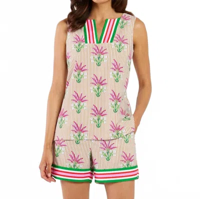 Jude Connally Alexa V-neck Top In Garden Stripe Sand In Neutral