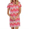 Jude Connally Alexia Short Sleeve Mini Dress In Paradise Ikat Peony In Red